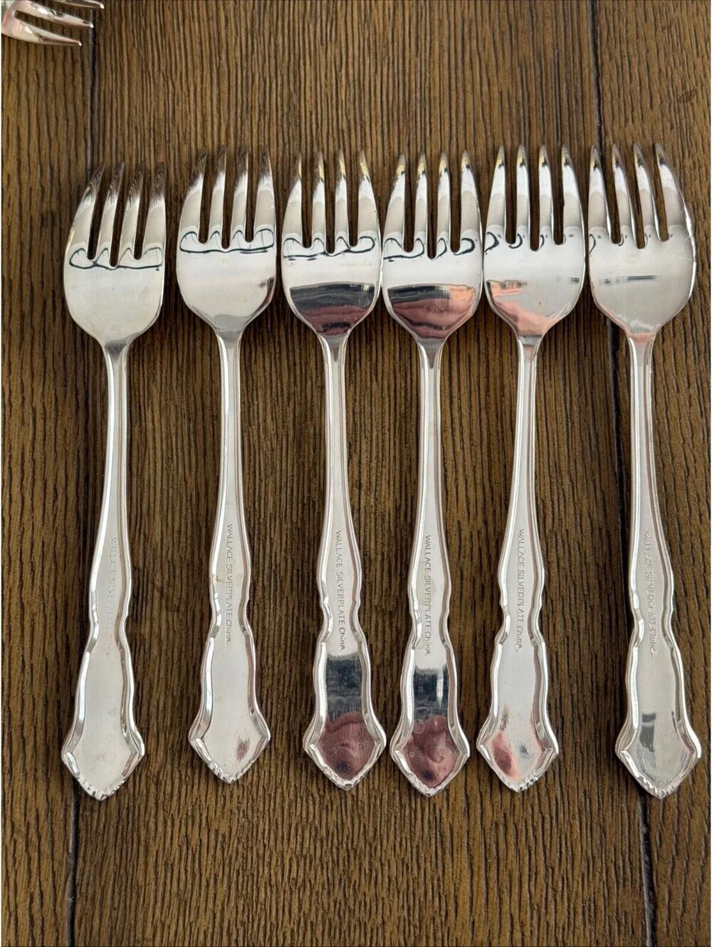 Wallace Deep Silver Centennial Silverplate Salad Forks - Set of 6
